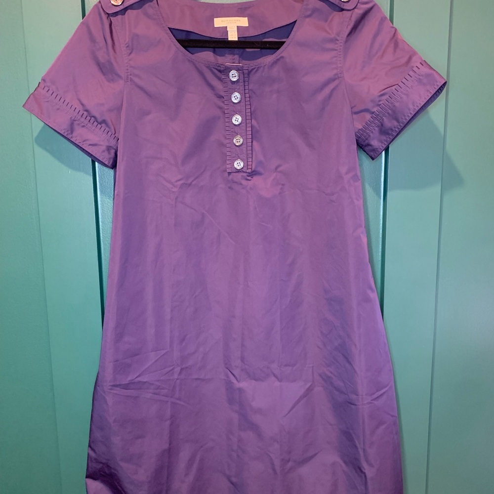 Burberry Purple Polo Mini Sheath Dress Casual Short Sleeve Sz 6
